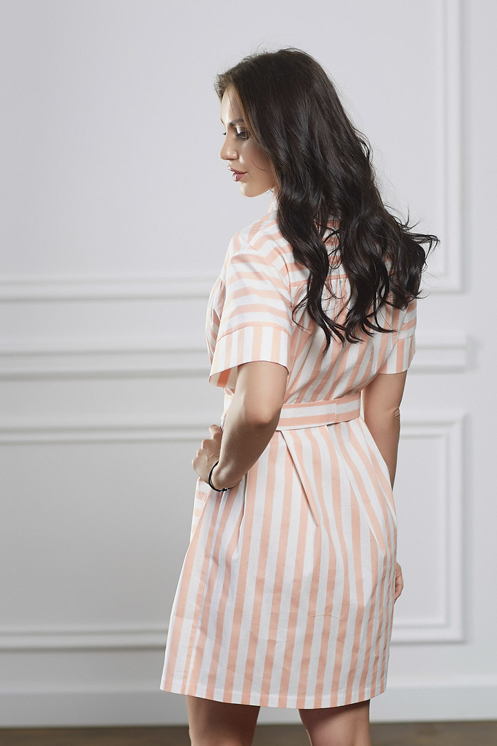 Фото товара 16604, платье рубашка в розовую полоску