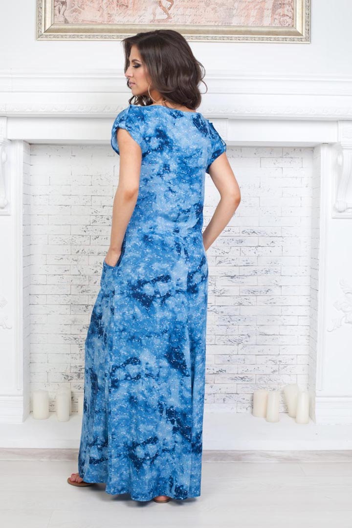 Фото товара 18008, длинное голубое платье 
